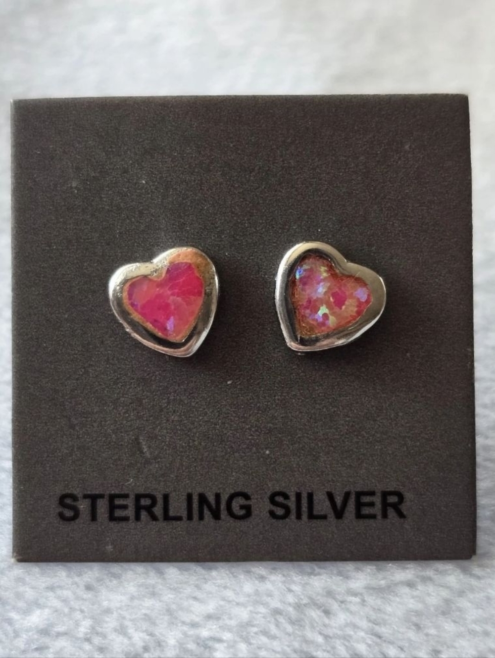 Dainty Pink Opal Stud Earrings In Sterling Silver,  Southwestern
